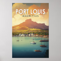 Port Louis Mauritius Travel Art Vintage