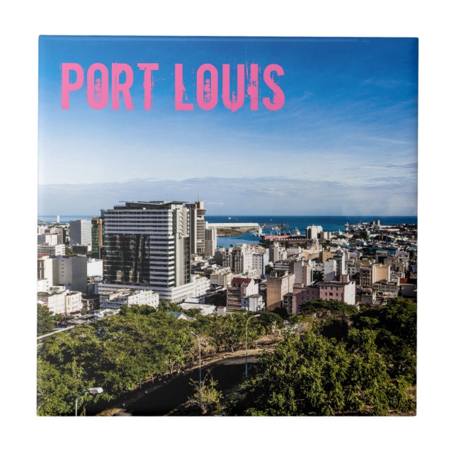 Port Louis Skyline Capital of Mauritius Tile (Front)