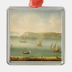 Port Mahon, Minorca, 1730's (oil on canvas) Metal Tree Decoration