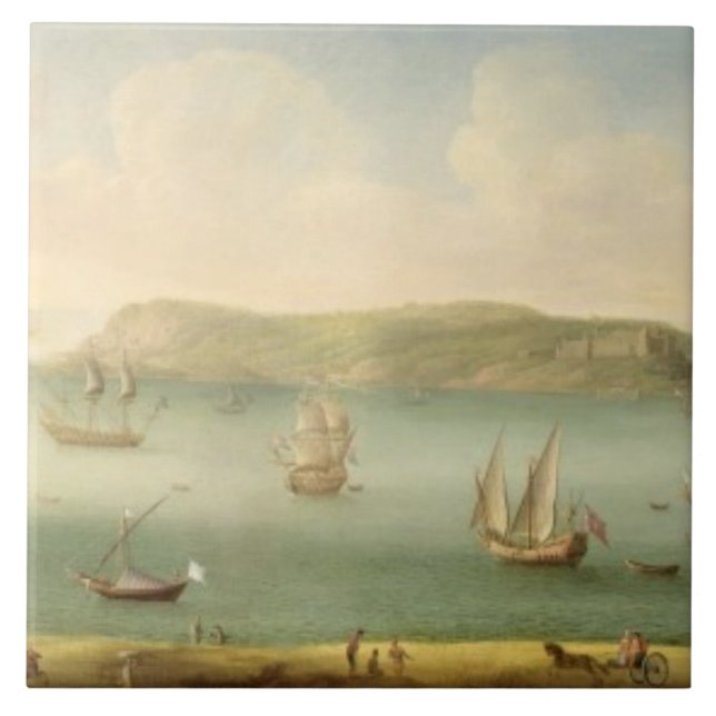 Port Mahon, Minorca, 1730's (oil on canvas) Tile (Front)