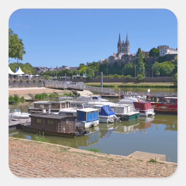 Port of Angers in France  Square Sticker (Front)