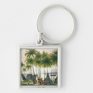 Port of Hanarourou in the Sandwich Islands Key Ring