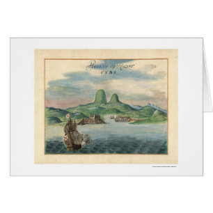 Port of Havana Cuba View Map 1639