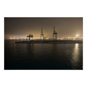 Port of Hull at Night – Industrial Docklands Poster