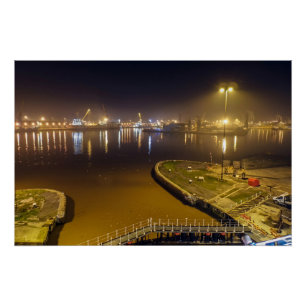 Port of Hull at Night – Industrial Harbour Night Poster