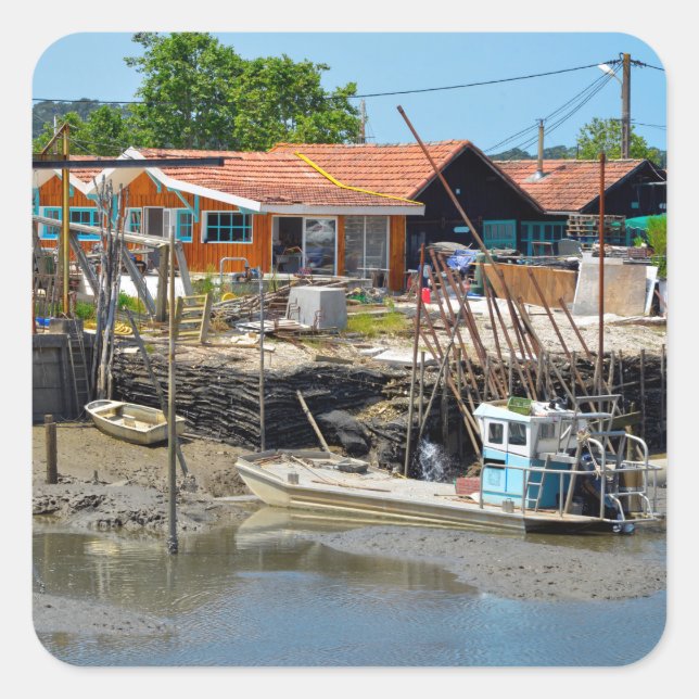 Port of La Teste de Buch in France Postcard Square Sticker (Front)