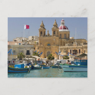 Port of Marsaxlokk on the Mediterranean Island Postcard