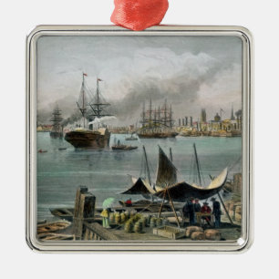 Port of New Orleans, engraved by D.G. Thompson Metal Tree Decoration