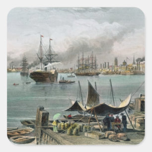 Port of New Orleans, engraved by D.G. Thompson Square Sticker
