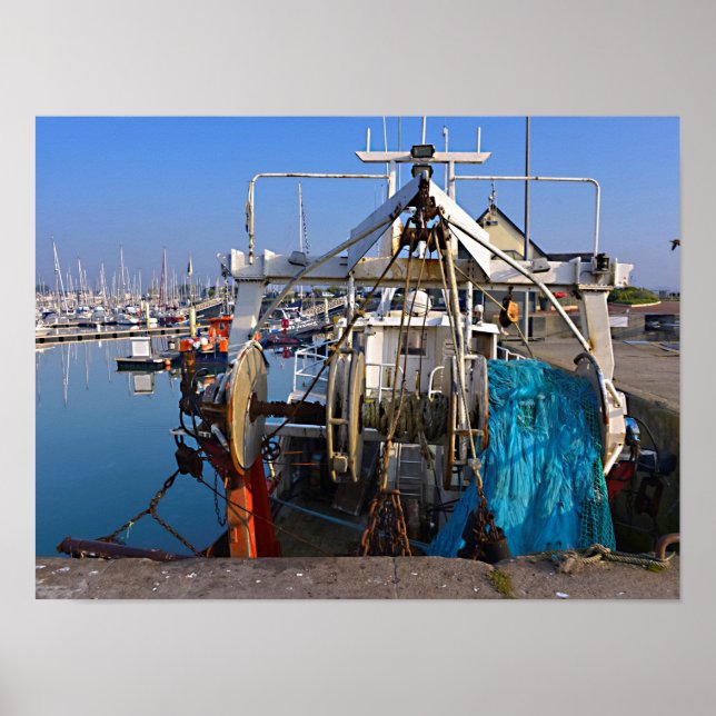 Port of Saint-Vaast-la-Hougue in France Poster (Front)