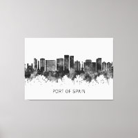 Port Of Spain Trinidad and Tobago Skyline BW
