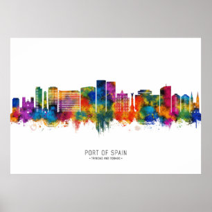 Port Of Spain Trinidad and Tobago Skyline Poster