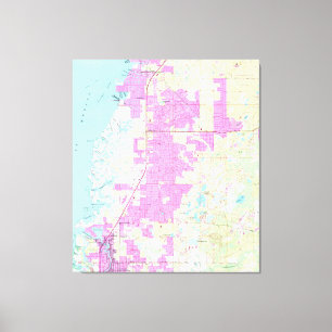 Port Richey & New Port Richey Florida Map (1954) Canvas Print