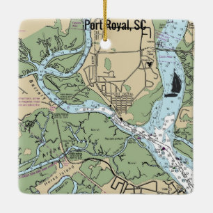 Port Royal South Carolina Chart Ceramic Ornament