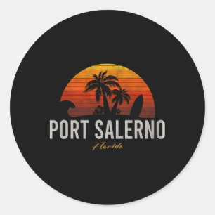 Port Salerno Florida Retro Surfer Vintage Beach Classic Round Sticker