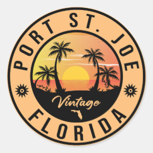 Port St Joe Vintage Retro 70s Souvenirs Classic Round Sticker