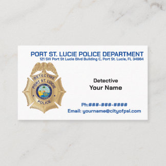 Port St. Lucie Police Detective PSLPD Business Car Business Card