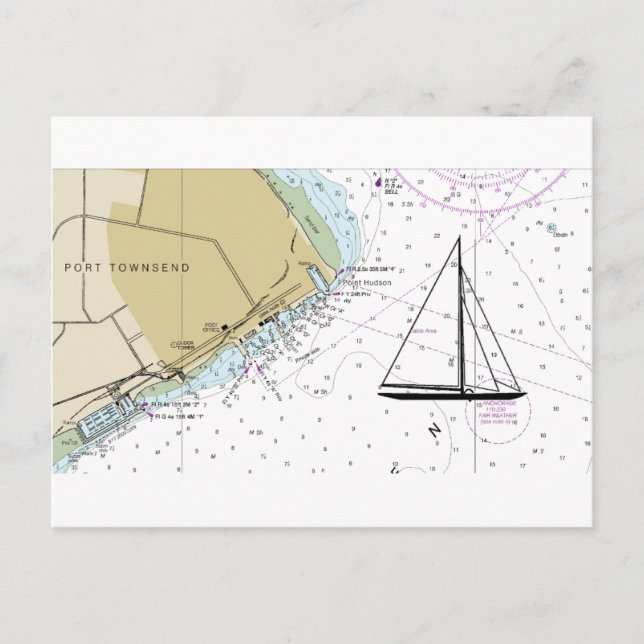 Port Townsend Sailing Nautical Chart Postcard (Front)