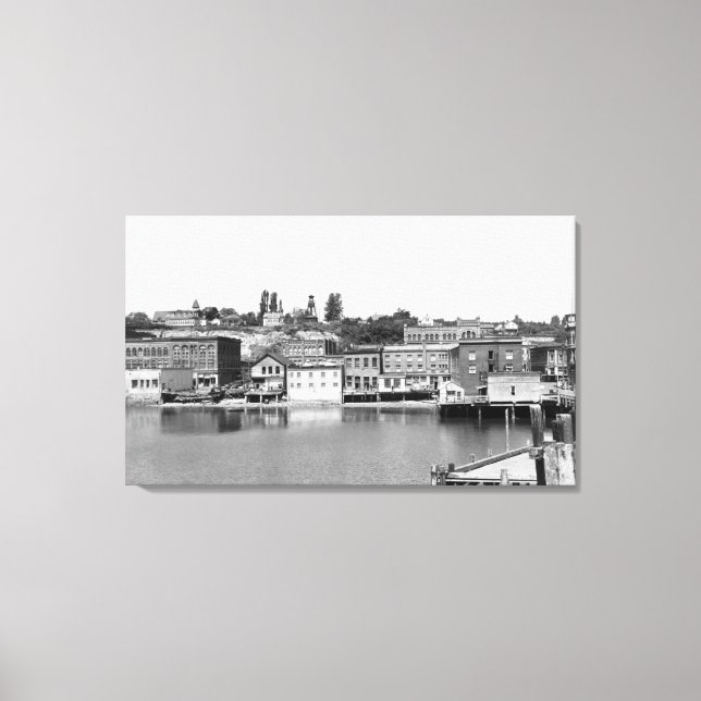 Port Townsend, WA Waterfront Town View Photograp Canvas Print (Front)