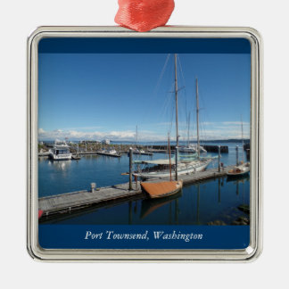 Port Townsend Washington Ocean Boat View Metal Tree Decoration