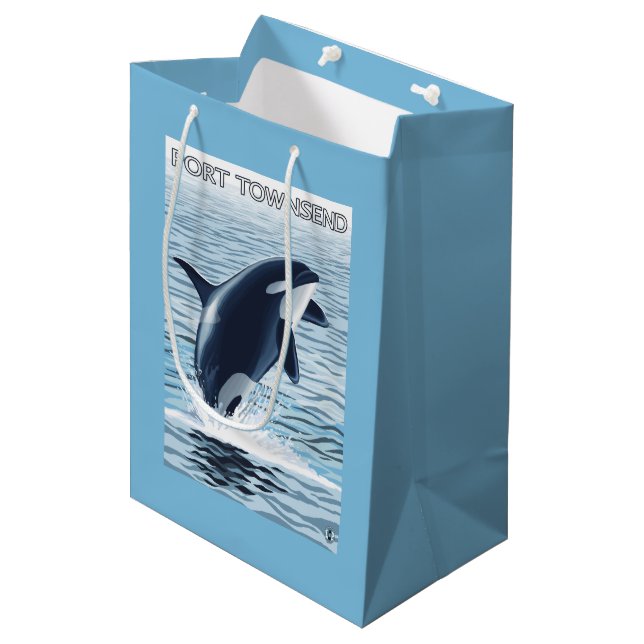 Port Townsend, WashingtonOrca Jumping Medium Gift Bag (Front Angled)