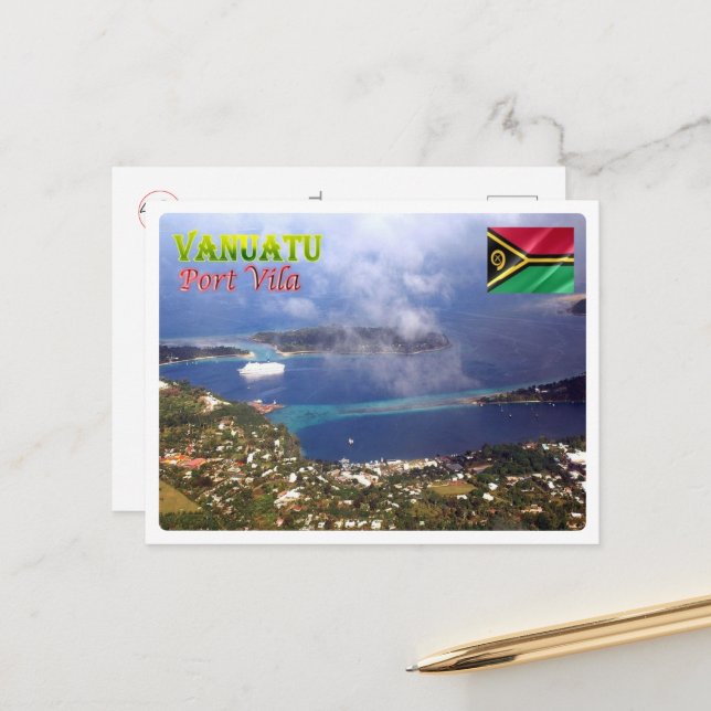 Port Vila - Vanuatu - Aerial View - Postcard (Front/Back In Situ)