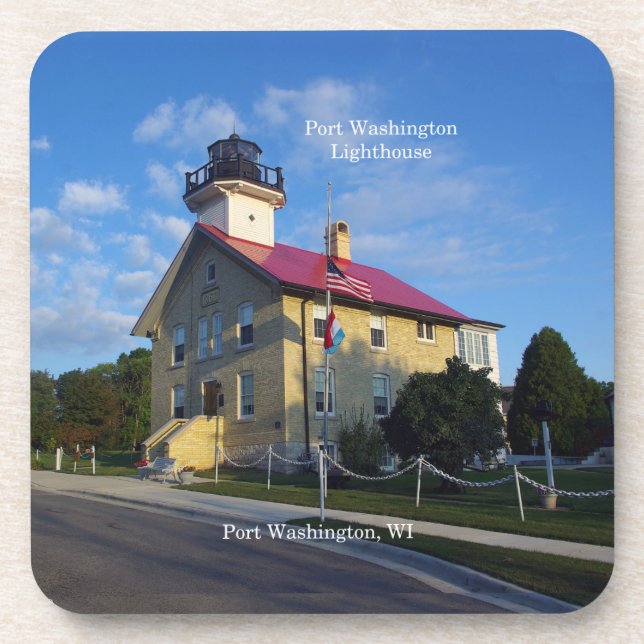 Port Washington Lighthouse 6 plastic coasters (Front)