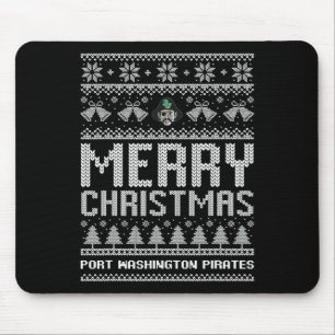 Port Washington Pirates Logo Merry Christmas Ugly Mouse Mat