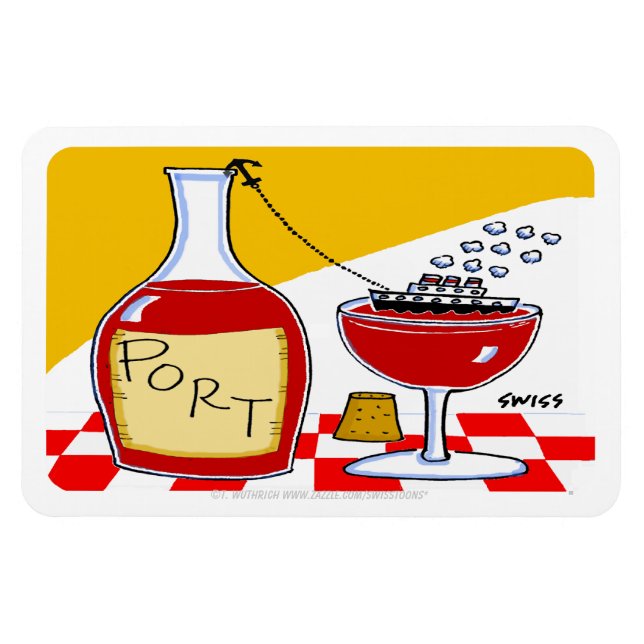 Port Wine Cartoon Humorous Tasting Party Favor Magnet (Horizontal)