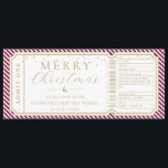 Port Wine Stripe Concert Ticket Gift Voucher Card<br><div class="desc">This fake Christmas concert gift voucher design features a stripe design. All of the text is fully editable. For more advanced customisation of this design,  simply select the "Customise It" button above.</div>