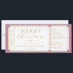 Port Wine Stripe Concert Ticket Gift Voucher Card<br><div class="desc">This fake Christmas concert gift voucher design features a stripe design. All of the text is fully editable. For more advanced customisation of this design,  simply select the "Customise It" button above.</div>