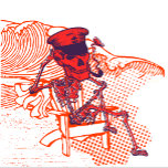 Porta-copos Big Red Skull at the Beach Coaster<br><div class="desc">The Big Red Skull  goes to the beach</div>