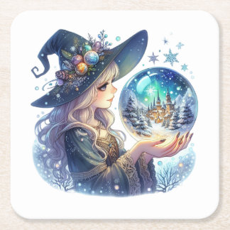 Porta Copos (Coaster) Bruxa Natalina Square Paper Coaster