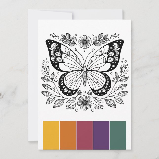 Portable Butterfly Colouring Cards Art Therapy (Front)