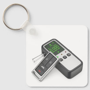 Portable digital breathalyzer and car key ring