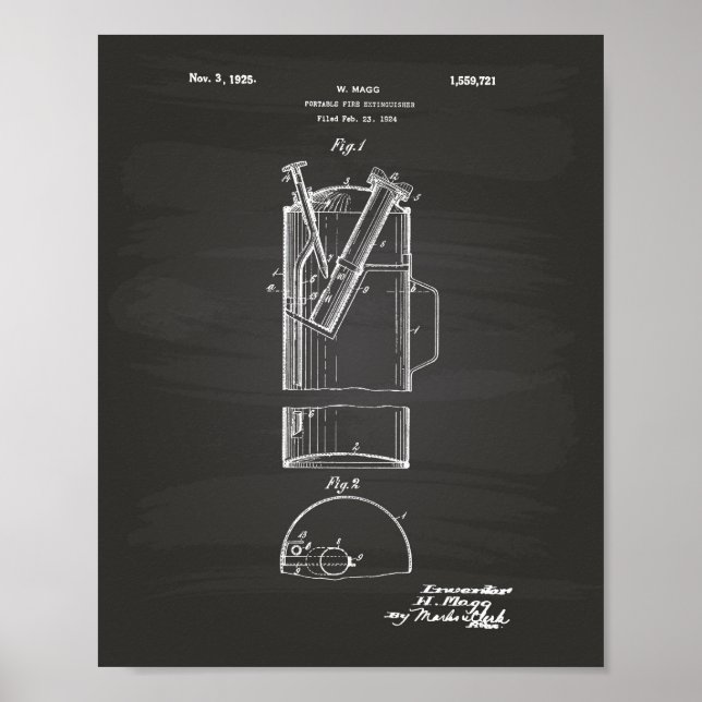 Portable Fire Extinguisher 1925 - Chalkboard Poster (Front)