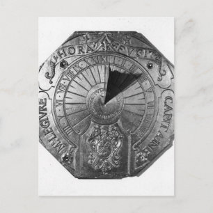 Portable Sundial, from Sierk Castle  1756 Postcard