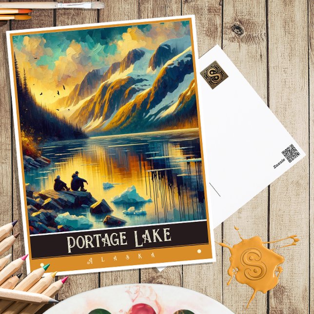 Portage Lake, Alaska | Vintage Painting Postcard (Creator Uploaded)