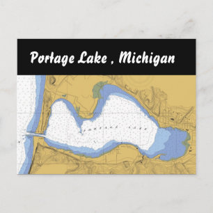 Portage Lake, MI Nautical Harbour Chart Postcard