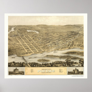 Portage, WI Panoramic Map - 1868 Poster