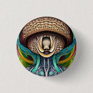Portait of a Mushroom With Human Features 3 Cm Round Badge