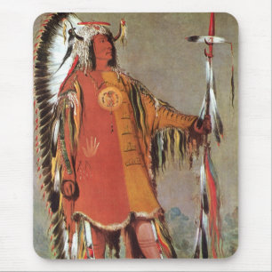 Portait of Indian Chief Mato-Tope by George Catlin Mouse Mat