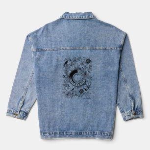 Portal of Ravens and Exotic Blooms Denim Jacket