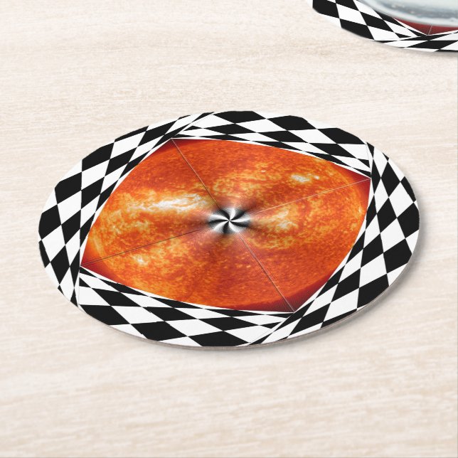 Portal to the Sun by Kenneth Yoncich Round Paper Coaster (Angled)