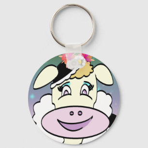 porte clés basique "portrait de vache" key ring