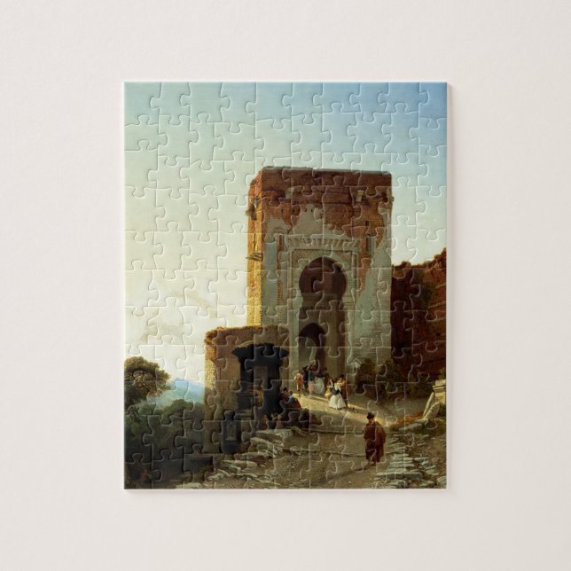 Porte de Justice, Alhambra, Granada (oil on canvas Jigsaw Puzzle (Vertical)