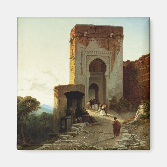 Porte de Justice, Alhambra, Granada (oil on canvas Magnet (Front)