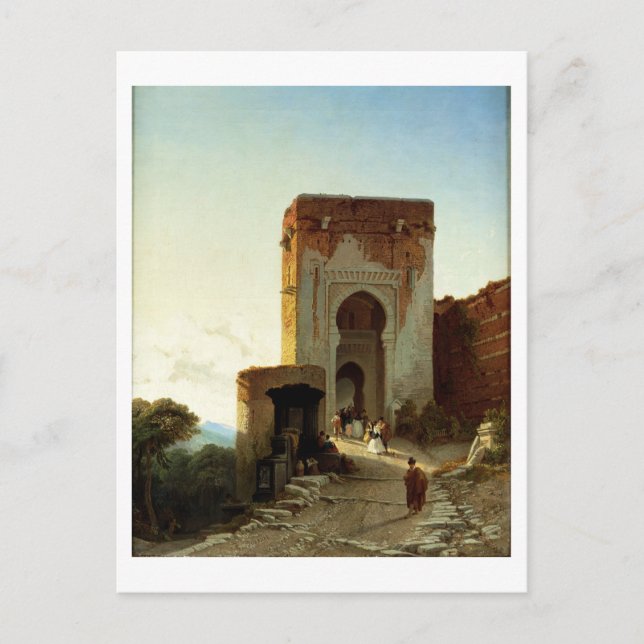 Porte de Justice, Alhambra, Granada (oil on canvas Postcard (Front)