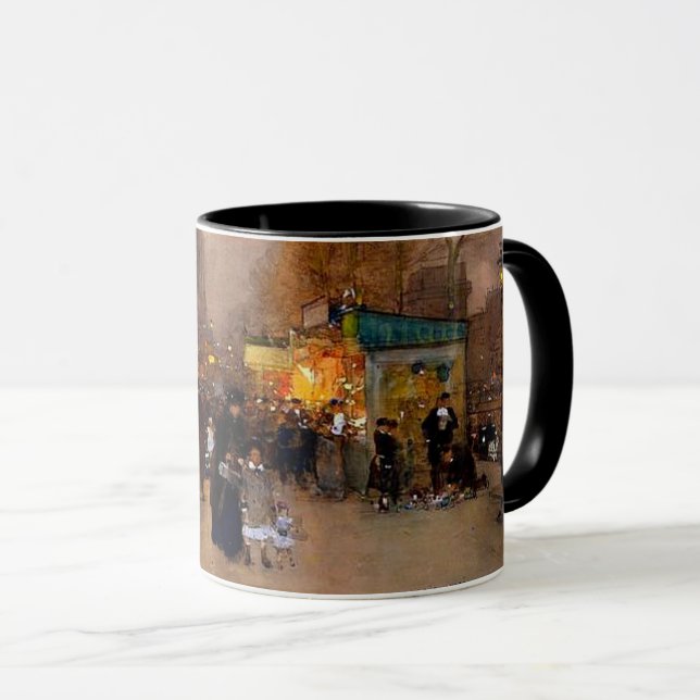 Porte Saint Martin at Christmas Time in Paris Mug (Front Right)