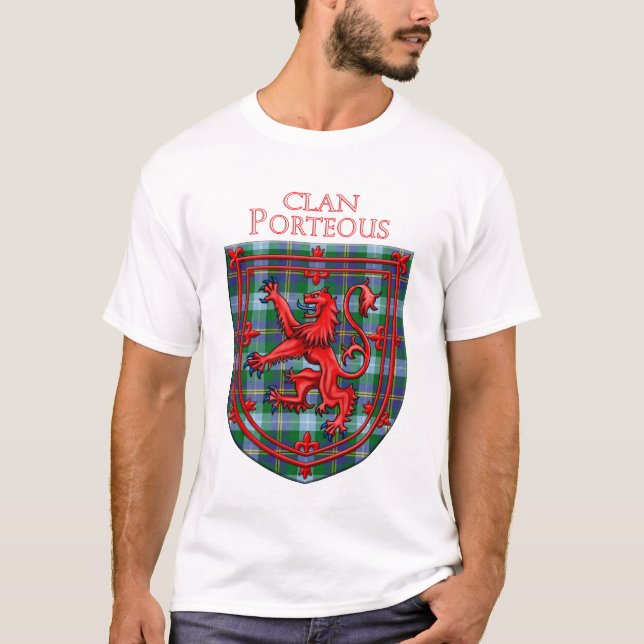 Porteous Tartan Scottish Plaid Lion Rampant T-Shirt (Front)